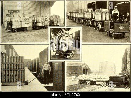 . Journal de chemin de fer électrique . et les revenus enregistrés. La nécessité de soulager la congestion est dans itselfa puissant argument pour l'utilisation correcte des dispositifs de manutention de fret. La congestion peut provenir de causes spéciales ou elle peut être le résultat de la croissance progressive du trafic, les affaires de l.c.L ayant été trouvées pour doubler l'involume tous les quinze ans. Toute congestion implique des coûts induits en plis et, dans de nombreux cas, ce facteur a été pris en considération. Qu'une réduction appréciable du coût par tonne est possible, est accepté par beaucoup des meilleurs en-gineers étudiant ce problème particulier. Avec un a à quatre roues Banque D'Images