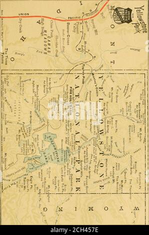 . Une description des stations de l'Ouest pour la santé et le plaisir atteint par le réseau de l'Union Pacifique, « la voie terrestre ». . Banque D'Images