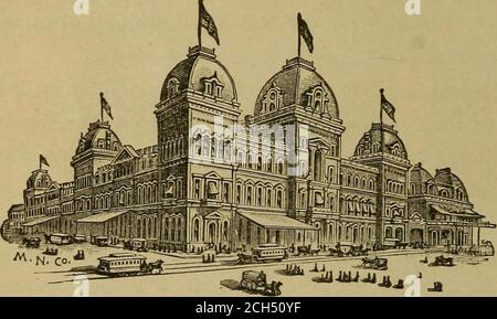 . Santé et plaisir sur le plus grand chemin de fer d'Amérique. . es toutes les lignes de surface nord et sud ainsi que les chemins de fer surélevés. Les voitures du boulevard passent également devant Grand Centralstation sur la quarante-deuxième rue, en direction ouest jusqu'à la septième Avenue, et jusqu'au bout du boulevard. Les voitures Madison Avenue passent également à fronton quarante-deuxième Street, et circulent vers le nord sur Madison Avenue jusqu'à la station Mott Haven. Une autre ligne de voitures part devant la gare pour les ferries 34e Street et 23dStreet sur le côté est, Et traverse les quais des bateaux à vapeur et les ferries de la ville de Jersey Hobokenand Banque D'Images