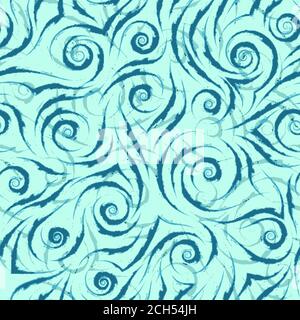 Papier à motifs vectoriels sans couture de lignes bleues fluides avec bords déchirés sur fond turquoise.texture pour tissu ou papier d'emballage. Illustration de Vecteur
