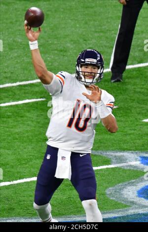 Detroit, États-Unis. 13 septembre 2020. DETROIT, MI - SEPTEMBRE 13 : Chicago Bears QB Mitchell Trubisky (10) tente une passe lors d'un match NFL entre Chicago Bears et Detroit Lions le 13 septembre 2020 à Ford Field à Detroit, MI (photo d'Allan Dranberg/Cal Sport Media) crédit : CAL Sport Media/Alay Live News Banque D'Images