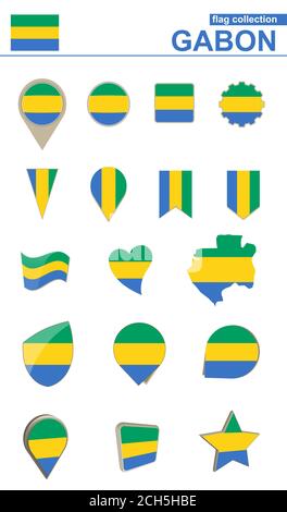 Collection Gabon Flag. Grand ensemble pour le design. Illustration vectorielle. Illustration de Vecteur