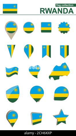 Collection de drapeaux du Rwanda. Grand ensemble pour le design. Illustration vectorielle. Illustration de Vecteur