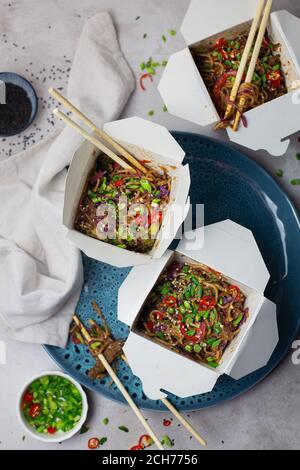 Viande de bœuf à la sauce chinoise maison Banque D'Images