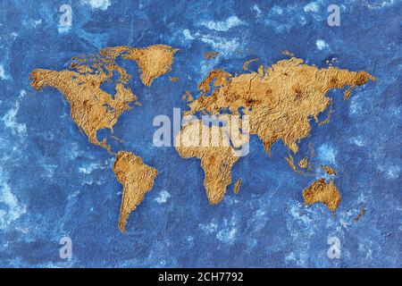 Carte du monde sur le concept de papier fait main Banque D'Images