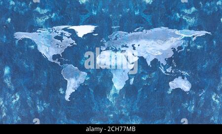 Carte du monde sur papier fait à la main. Banque D'Images