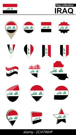 Collection de drapeaux d'Irak. Grand ensemble pour le design. Illustration vectorielle. Illustration de Vecteur