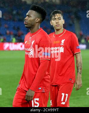 Daniel Sturridge (à gauche) et Roberto Firmino (à droite) de Liverpool ont été abattus après la finale de l'UEFA Europa League à St. Jakob-Park, Bâle, Suisse. Banque D'Images