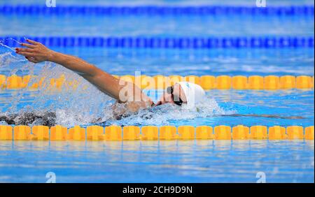 Mireia Belmonte Garcia en action pendant une chaleur du 1500m Freestyle préliminaire féminin au cours de la douze journée des Championnats d'athlétisme européens au London Aquatics Centre, Stratford. Banque D'Images