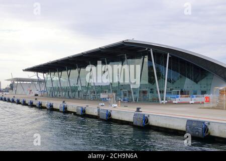 21 2020 août - Rostock-Warnemünde, Mecklembourg-Poméranie-Occidentale/Allemagne: Le terminal passagers des navires de croisière Banque D'Images