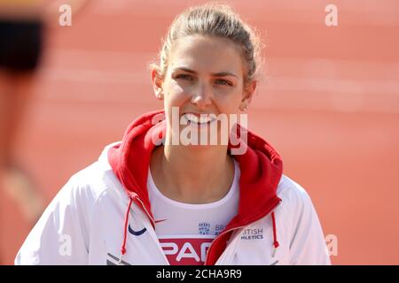 Isobel Pooley en Grande-Bretagne pendant la première journée des championnats européens d'athlétisme 2016 au stade olympique d'Amsterdam. Banque D'Images