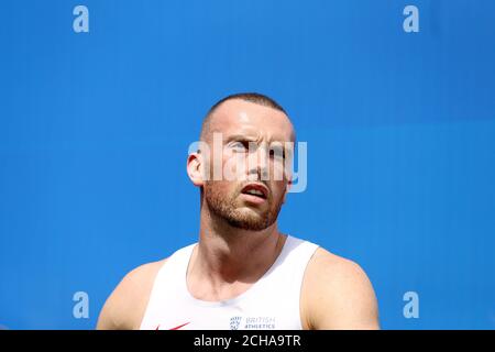 Richard Kilty en Grande-Bretagne pendant la première journée des championnats européens d'athlétisme 2016 au stade olympique d'Amsterdam. Banque D'Images