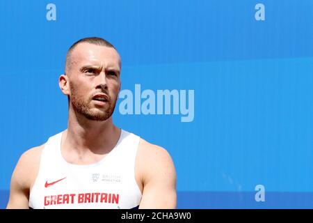 Richard Kilty en Grande-Bretagne pendant la première journée des championnats européens d'athlétisme 2016 au stade olympique d'Amsterdam. Banque D'Images