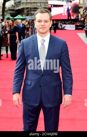 Matt Damon participant à la première européenne de Jason Bourne s'est tenue au cinéma Odeon de Leicester Square, Londres. Banque D'Images