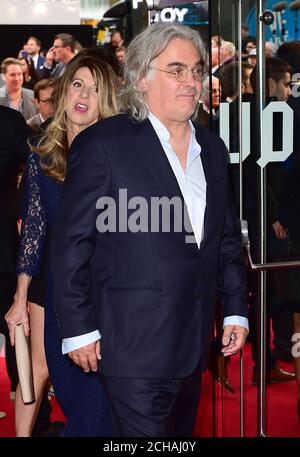 Joanna Kaye et Paul Greengrass assistent à la première européenne de Jason Bourne au cinéma Odeon de Leicester Square, Londres. Banque D'Images