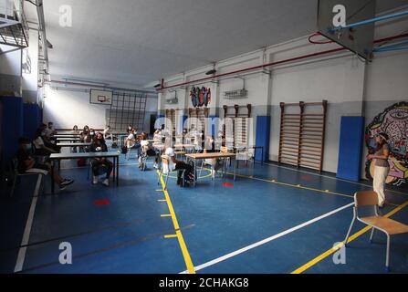 Rome, Italie. 14 septembre 2020. Rome, ouverture de l'année scolaire 2020/2021, dans un lycée romain, avec des mesures de sécurité prudentes contre Covid 19 crédit: Agence de photo indépendante/Alamy Live News Banque D'Images