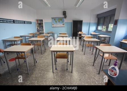 Rome, Italie. 14 septembre 2020. Rome, ouverture de l'année scolaire 2020/2021, dans un lycée romain, avec des mesures de sécurité prudentes contre Covid 19 crédit: Agence de photo indépendante/Alamy Live News Banque D'Images