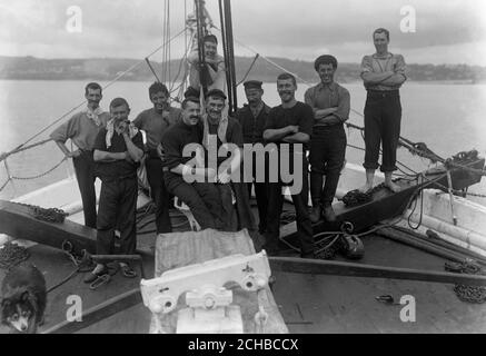 L'équipage du 'Nimrod' pendant l'expédition du lieutenant Ernest Shackleton au pôle Sud. Banque D'Images