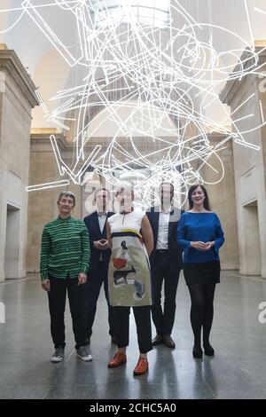 (Gauche-droite) Directeur de Tate Modern Frances Morris, Directeur de Tate Britain Alex Farquharson, Maria Balshaw, Directrice de Tate Liverpool Francesco Manacorda et Directrice artistique de Tate St Ives Anne Barlow, Maria Balshaw commence à travailler comme la première femme chef de Tate. Banque D'Images