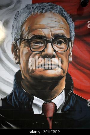 A mural of former Leicester City manager Claudio Ranieri before the Carabao Cup, third round match at the King Power Stadium, Leicester. Stock Photo