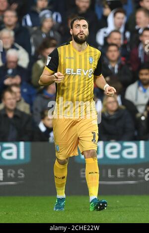 Atdhe Nuhiu de Sheffield Wednesday célèbre le but d'ouverture lors du match du championnat Sky Bet aux Hawthorns, West Bromwich. Banque D'Images