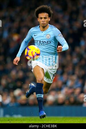 La ville de Manchester au cours de la Sane Leroy Premier League match au stade Etihad, Manchester. Banque D'Images