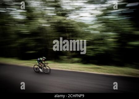 9 juillet 2017, Mont du Chat, France; Cyclisme, Tour de France Etape 9: Nairo Quintana descendant du Mont du Chat. Banque D'Images