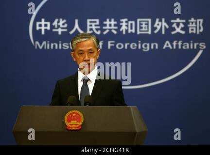 Pékin, Chine. 14 septembre 2020. Le porte-parole du ministère chinois des Affaires étrangères, Wang Wenbin, tient une conférence de presse à l'intention des journalistes nationaux et internationaux à Beijing le lundi 14 septembre 2020. Wang s'est attaqué aux États-Unis pour son interférence à Taiwan, Hong Kong et Xinjiang, ainsi qu'aux États-Unis pour avoir étiqueté le coronavirus « la grippe chinoise ». Photo de Stephen Shaver/UPI crédit: UPI/Alay Live News Banque D'Images