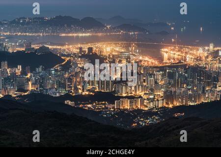 Hong Kong vue sur la ville et la montagne Banque D'Images