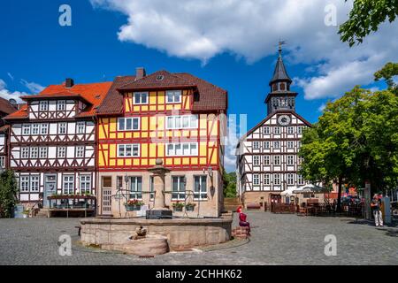 Place de marché à Bad Sooden Allendorf, Allemagne Banque D'Images