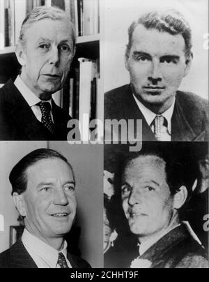 Dans le sens des aiguilles d'une montre à partir du haut à gauche : Anthony Blunt, Guy Burgess (décédé à Moscou en 1963), Donald MacLean et Kim Philby, qui ont abandonné Burgess et MacLean en 1951, les obligeant à faire défaut, puis à se faire défection en 1963. La trahison de M. Hun en tant que recruteur du KGB à Cambridge dans les années 1930 a été exposée en 1979, mais il a échappé aux poursuites. **l'image Anthony Blunt n'est pas destinée à la télévision** Banque D'Images