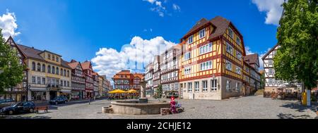 Place de marché à Bad Sooden Allendorf, Allemagne Banque D'Images