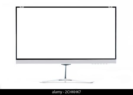 Ordinateur moderne écran blanc écran isolé sur fond blanc Banque D'Images