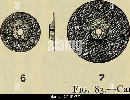 . Techniques d'anatomie opératoire et dentaire; manuel de classe et de laboratoire pour les étudiants en médecine dentaire de première année . t^ Fig. 82.—disques Emery Cloth.. Banque D'Images