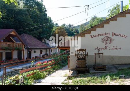 La cave à vin Zsolyomka se trouve à l'extérieur de Satoraljaujhely, dans le nord de la Hongrie Banque D'Images