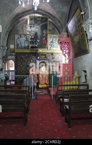 Chapelle dans l'église éthiopienne de St Michael on de 5 Églises coptes autour de l'Église du Saint-Sépulcre Banque D'Images