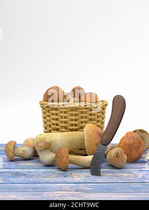 illustration 3d des champignons et des accessoires Banque D'Images