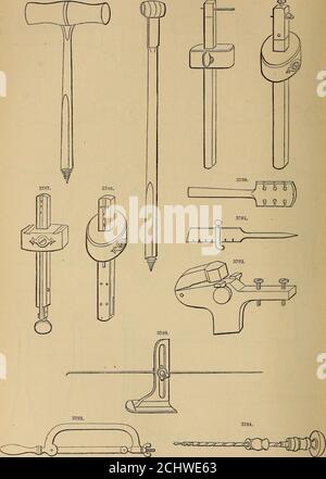 . Dictionnaire de SPONS d'ingénierie, civil, mécanique, militaire et navale; avec des termes techniques en français, allemand, italien et espagnol . clé : Fig. 377G une clé pour cylindre améliorée ; Fig. 3777 un maillet de menuisier ou de menuisier ;Figs. 3778 à 3780 fers à calquer ; Fig. 3781 un poinçon de clou ou de clou ; Fig. Vis de serrage 3782 a, London 6 A 2 1828 OUTILS À MAIN. Schéma ; Fig. 3783 un gimlet à pointes : Fig. 3784 un gimlet de roues ; Fig. 3785 a jauge de coupe, latête en laiton ; Fig. 3786 une jauge de coupe améliorée ; Fig. 3787 une vis à serrage manuel ou vissable 3T83. 3784.. Vis-glissière pour mortaise ; Fig. 3788 une impur Banque D'Images