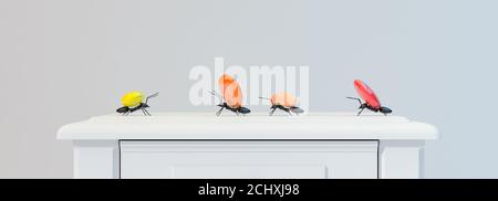 travail de concept, l'équipe d'fourmis en mouvement pierres illustration 3d Banque D'Images