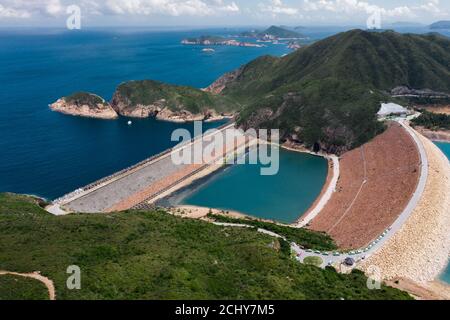 Photo aérienne du réservoir de High Island Sai Hong Kong Banque D'Images