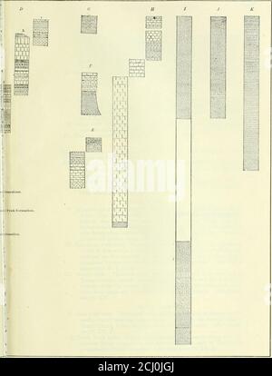 . Rapport annuel de la Commission géologique des États-Unis au Secrétaire de l'intérieur . 1 i r i , l i i i ) ) i ,j,1 i, A , ) , L  SECTIONS SUCCESSIVES EN COLONNES DU C VINGT ET UNIÈME RAPPORT ANNUEL PARTIE VII PL. XX. „;[FORMATIONS UCEOUS, COMTÉ DE TRAVIS, TEXAS. NlVERSvW de ItilNOIS HILL.] SECTION DU FLEUVE COLORADO. 127 Crétacé supérieur. DIVISION MONTANA. Pieds. XIII Lits de Webberville: Shales d'argile noire avec des indurations de laersand arenacées occasionnelles, et différentes des marles de Taylor par la presencede beaucoup de graines de glauconite ou de greensand et par différents fossiles. (Voir PI. XX, J, K.) Exposé en t Banque D'Images