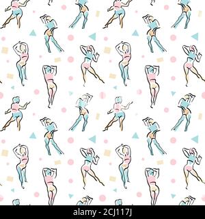 Motif sans couture avec skethes femmes abstraites. Arrière-plan Artistc. Illustration vectorielle. Illustration de Vecteur