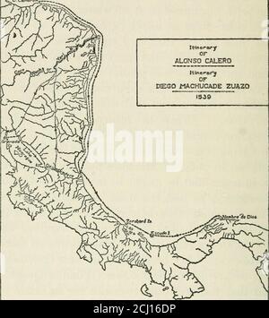 . Histoire de la découverte et de la conquête du Costa Rica . Lorsqu'il est retourné aux autres bateaux, il a constaté que beaucoup de sa compagnie s'étaient dédrées de leurs difficultés, Et que les dix hommes en quête de Machuca n'étaient pas retournés, donc, pour qu'il puisse être prêt pour l'urgence, il a eu le mât et les voiles délevèrent de la plus petite barkentine et a transféré vers la plus grande, et puis, après avoir rassemblé les quelques disciples qui lui restaient, a traité ce qui suit: Mes frères, je suis maintenant convaincedque nous sommes sur la mer du Nord (océan Atlantique), et que le meilleur port à faire pour afin de lancer notre l Banque D'Images