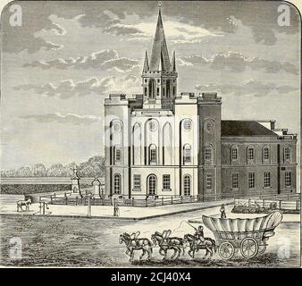 . Histoire des comtés de Dauphin et du Liban : dans le commonwealth de Pennsylvanie ; biographique et généalogique . lacé en position dans la nouvelle-église. En 1816, la congrégation a vendu tous leurs intérêts dans l'ancienne propriété de l'église de Third Street à l'église réformée pour mille dollars, et en 1822 a érigé une grande maison d'école en brique de deux étages adjoiningleur église. Le rév. F. D. Schaeffer, de près de Carlisle, a préachdstatly jusqu'en 1795, lorsque le rév. Henry Moeller sera- mai 1829. Il a été demandé à M. Holman de préparer un plan de clocher et de le déposer avant la réunion. Juin 22, 1S29. C'était Banque D'Images