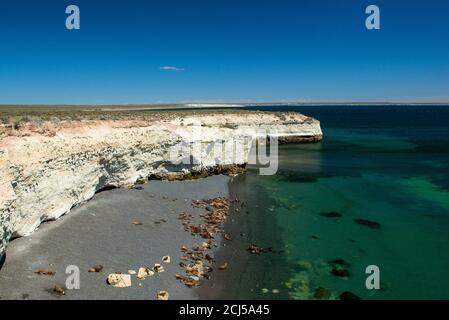 La réserve naturelle de Punta Loma offre une vue magnifique pour observer les lions de mer et les oiseaux d'une falaise, Puerto Madryn, Chubut, Argentine, Amérique du Sud Banque D'Images