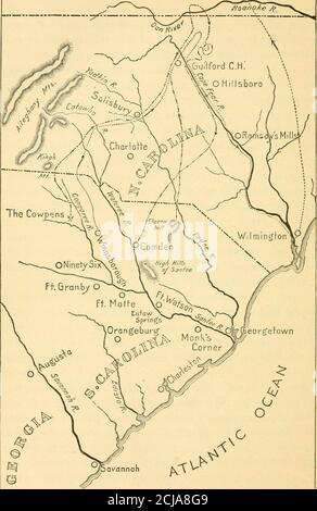 . Washington et son pays: Être Irving's Life of Washington, abrégé pour l'utilisation des écoles, avec introduction, Et continuation, donnant un bref aperçu de l'histoire des Etats-Unis de la découverte de l'Amérique à la fin de la guerre civile . par Leslie, son cordship movedin en direction de Kings Mountain, jusqu'à informé de Morgansretreat vers la Catawba. Cornwallis a maintenant modifié son cours dans cette direction, et en confiant que Morgan, grevé, comme il le posa à être, par des prisonniers et des butin, pourrait être dépassé avant qu'il puisse traverser cette rivière, détaché une partie de sa force, avec un outbagga Banque D'Images