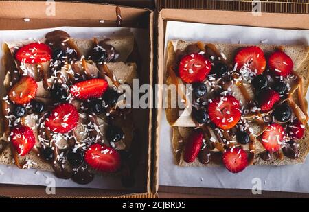 Vue de dessus des crêpes Banque D'Images
