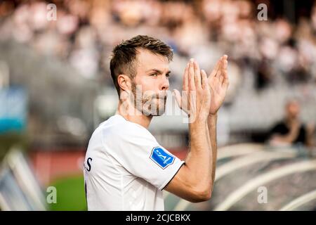 Aarhus, Danemark. 14 septembre 2020. Patrick Mortensen d'AGF vu pendant le match 3F Superliga entre Aarhus GF et Vejle Boldklub au parc Ceres d'Aarhus. (Crédit photo : Gonzales photo/Alamy Live News Banque D'Images