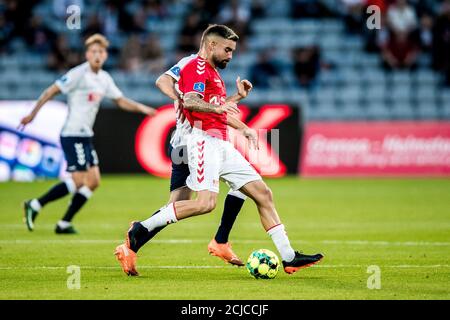 Aarhus, Danemark. 14 septembre 2020. Diego Montiel (10) de Vejle vu pendant le 3F Superliga match entre AGF et Vejle Boldklub au parc Ceres à Aarhus. (Crédit photo : Gonzales photo/Alamy Live News Banque D'Images