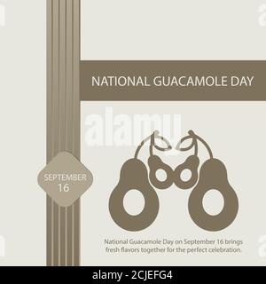 La Journée nationale de la Guacamole, le 16 septembre, réunit des saveurs fraîches pour une célébration parfaite. Illustration de Vecteur